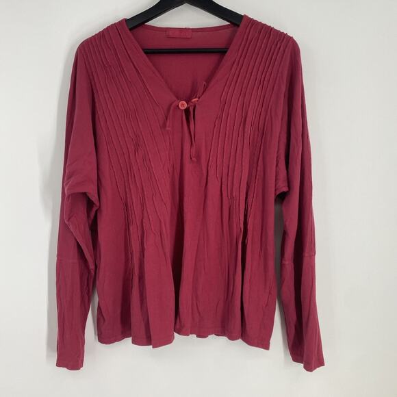 CP Shades Cotton V Neck Top Women’s Small Red Casual Bohemian Grunge Cottage 825 - Picture 1 of 10